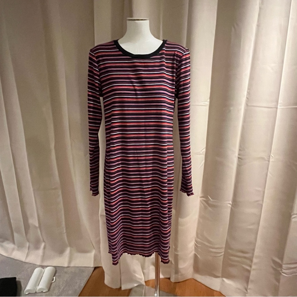 Abercrombie & Fitch Striped Long Sleeve Midi Dress